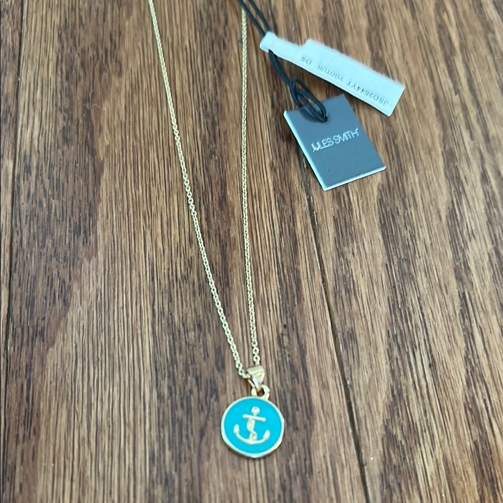 Jules Smith Gold and Turquoise Anchor Necklace NWT